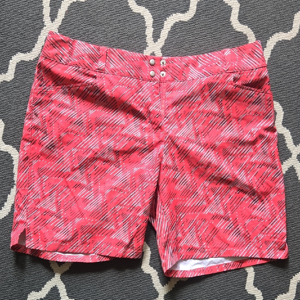 Adidas Pink Bermuda Shorts with Geometric Pattern
